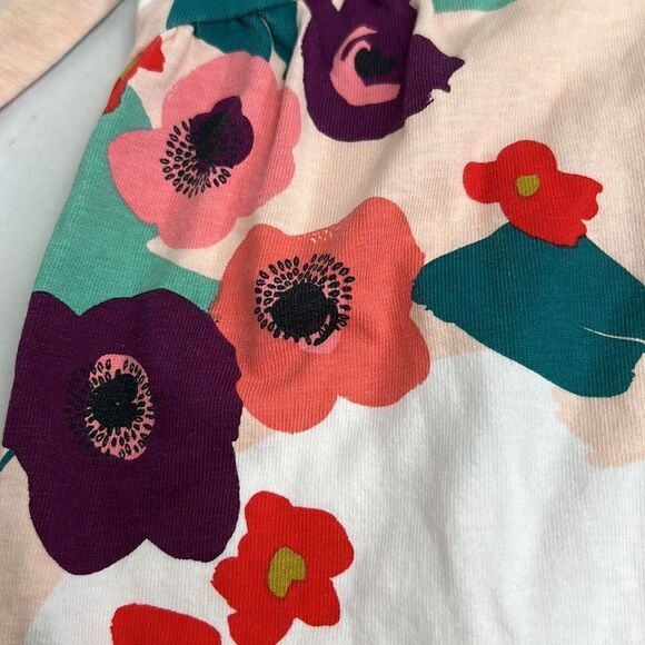 Tea Collection Peach bold floral one piece jumpsuit EUC size 9-12 months - Picture 6 of 13